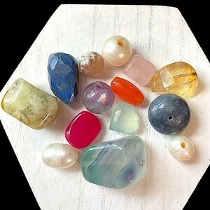 Loose Bright Gemstone and Pearl Bead Estate Jewelry Lot 50 grams